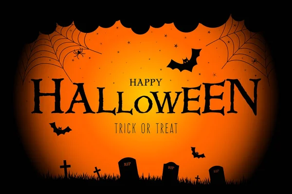 Feliz Halloween Fondo Con Feliz Halloween Lettering Vector Ilustración — Vector de stock