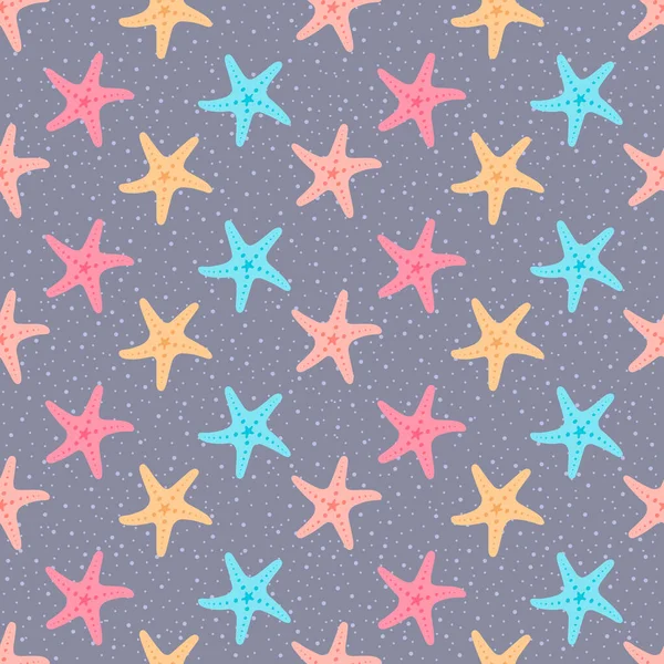 Estrella Mar Inconsútil Patrón Estrellas Mar Ilustración Del Vector Fondo — Vector de stock