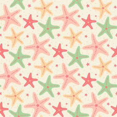 kesintisiz sorunsuz deniz yıldızı, deniz yıldızı desen ve arka plan illüstrasyon vektör