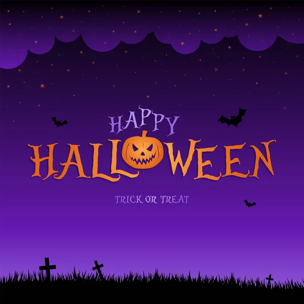 Sfondo Felice Halloween Con Felice Halloween Lettering Vettoriale Illustrazione — Vettoriale Stock