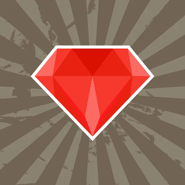 Diamante rojo, fondo grunge — Vector de stock