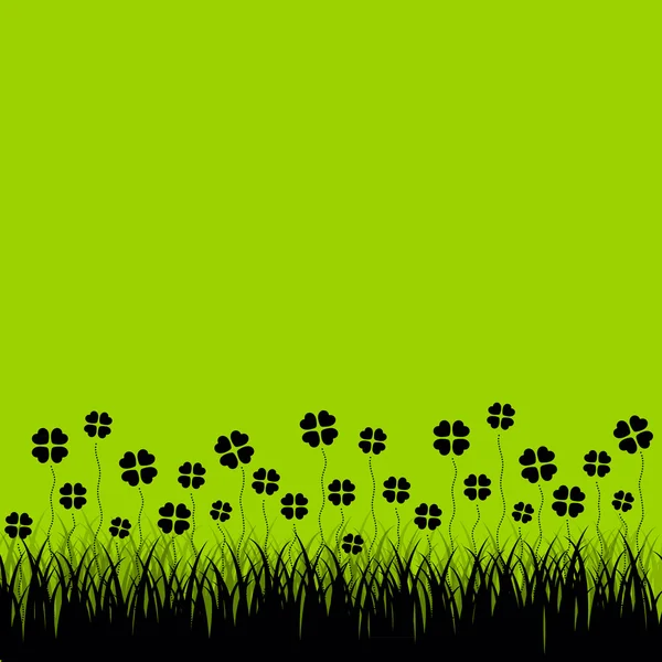 Grass with cloverleafs, green background — Stock Vector