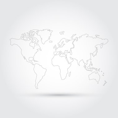 Dünya harita hat tasarım, vektör çizim