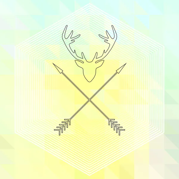 Tête de cerf, fond triangle — Image vectorielle