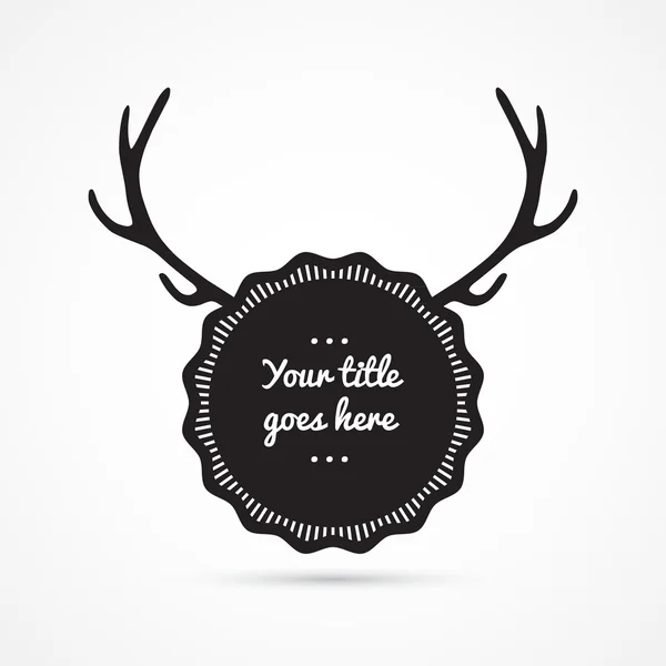 Label with antlers, vintage design, vector illustration — Stock Vector