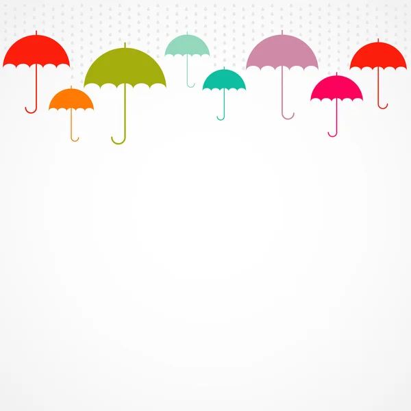 Paraguas vectorial y gotas de lluvia - concepto de clima abstracto — Vector de stock