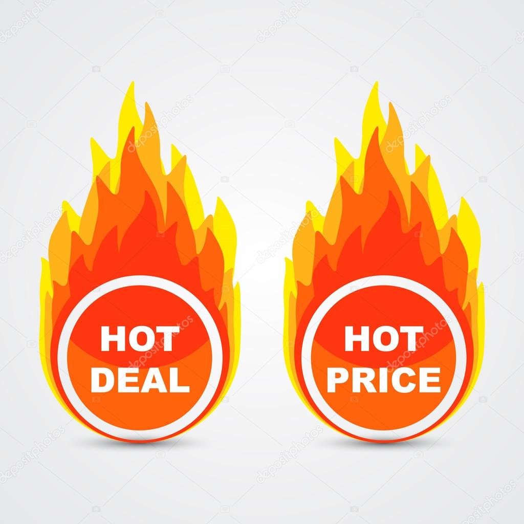 Hot deal and hot price buttons, vector illustration