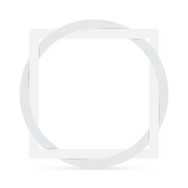 geometrik öğe, kare, daire, sembol bağlantı, beyaz tasarım, vektör çizim