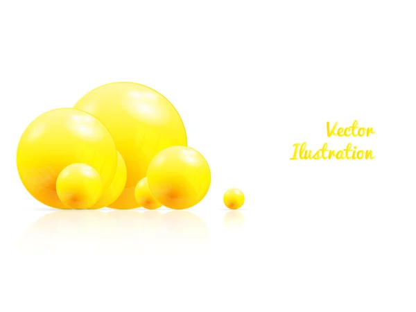 Fundo abstrato com esferas amarelas brilhantes, lugar para o seu texto, ilustração vetorial — Vetor de Stock