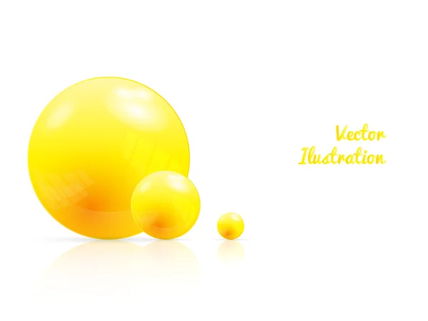 Fundo abstrato com esferas amarelas brilhantes, lugar para o seu texto, ilustração vetorial — Vetor de Stock