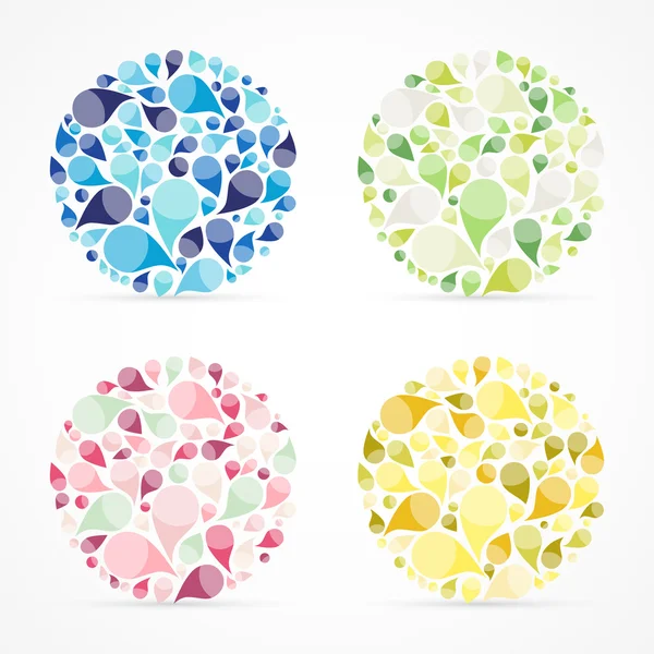 Drop elements, set of four circles, swirl design, vector illustration — Stock Vector