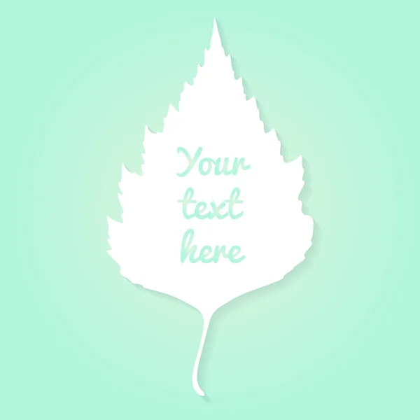 Blad achtergrond, birch leaf silhouet, plaats voor uw tekst, vectorillustratie — Stockvector