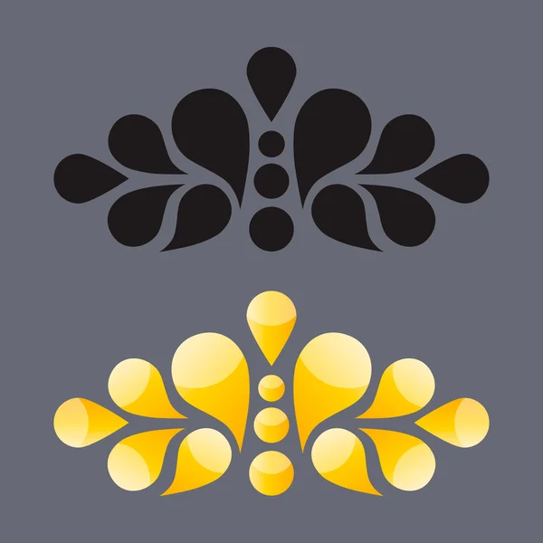 Abstract floral element, swirl ontwerp met bloemen, silhouet, vectorillustratie — Stockvector