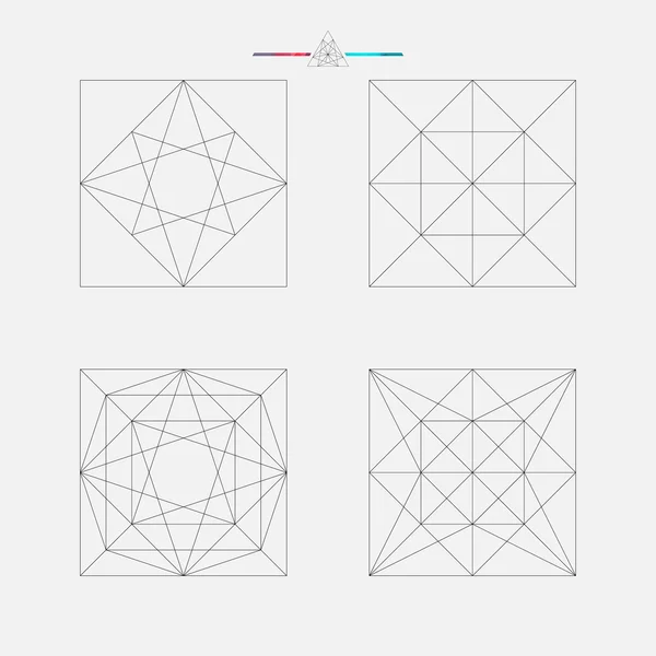 Uppsättning av geometriska element, lina design, square mönster vektor illustration — Stock vektor