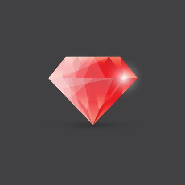 Diamante vermelho, pedra preciosa ilustração — Vetor de Stock