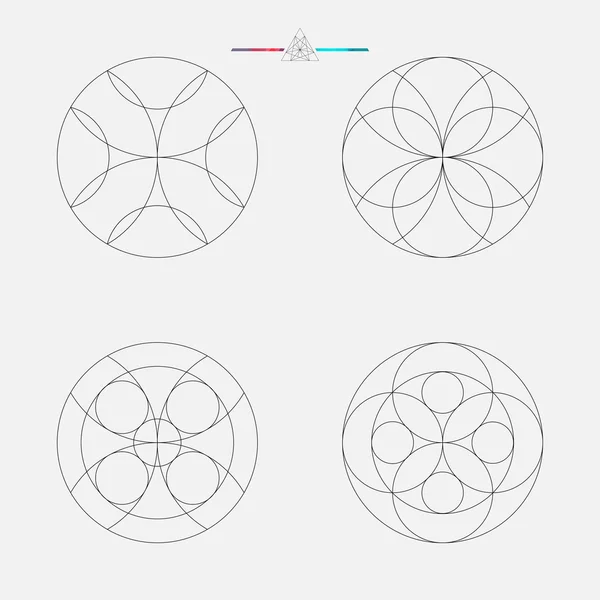 Uppsättning av geometriska element, linje, cirkel mönster vektor illustration — Stock vektor