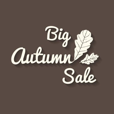 büyük sonbahar satışı işareti ile yaprakları, kahverengi poster, vektör çizim