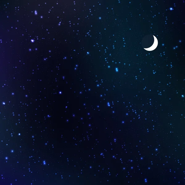 Noche estrellada con luna, ilustración vectorial — Vector de stock