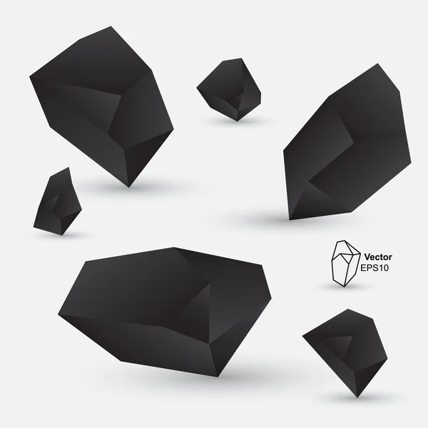 Formas geométricas abstratas, elemento de design preto, ilustração vetorial — Vetor de Stock