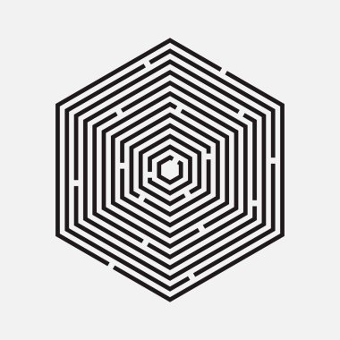 Labirent, altıgen, vektör çizim