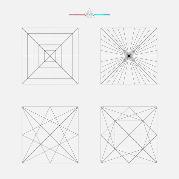 Uppsättning av geometriska element, lina design, square mönster vektor illustration — Stock vektor