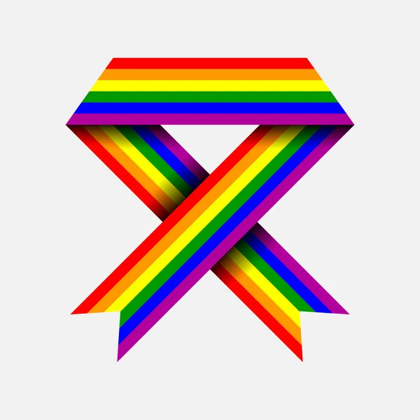 Gay flag, ribbon, vector illustration — Stock Vector