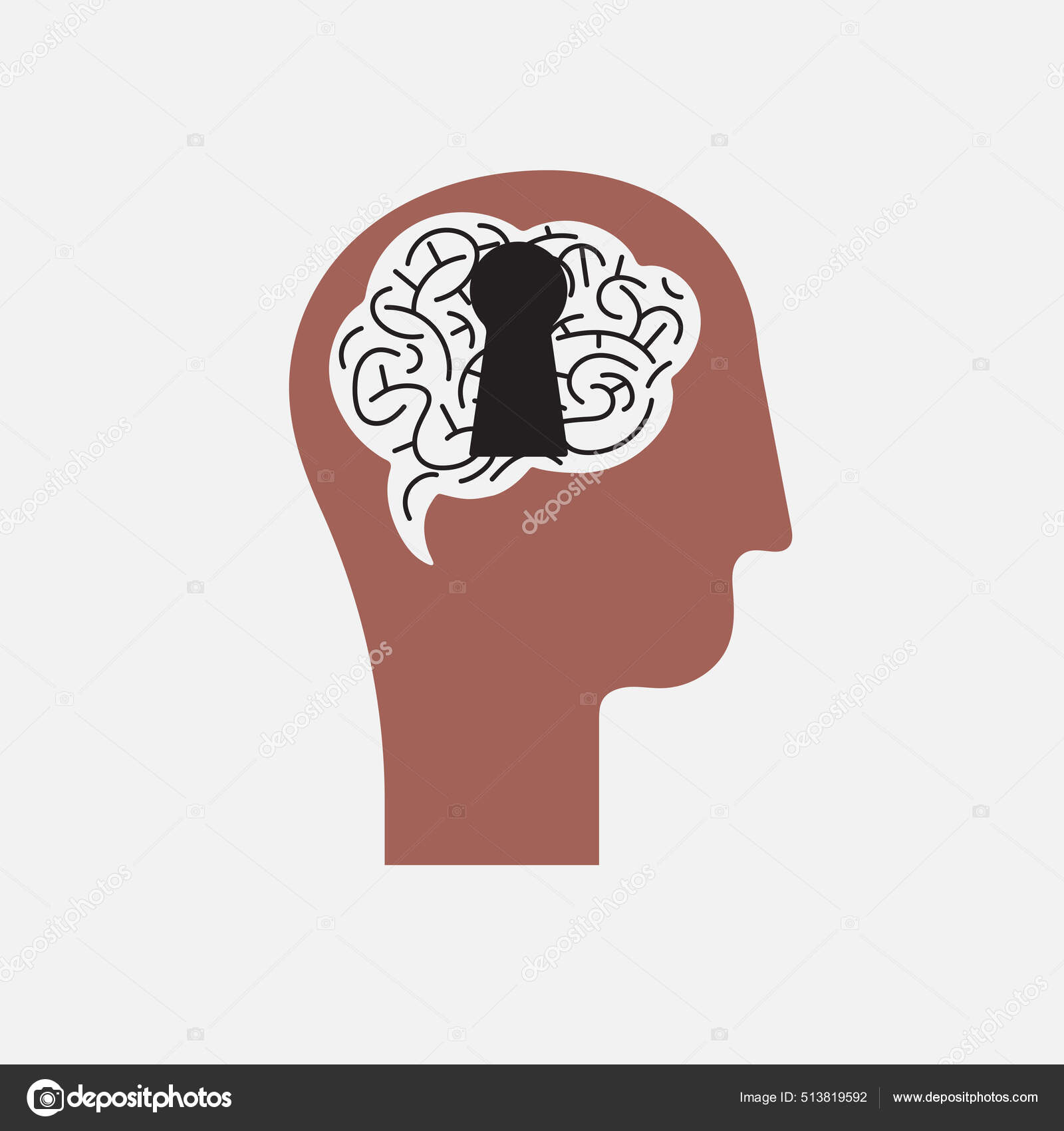 Buraco Fechadura Para Cérebro Humano Estado Espírito Compreender Outra  Pessoa Vetor de ©kovalto1 513819592, image size:1600x1700