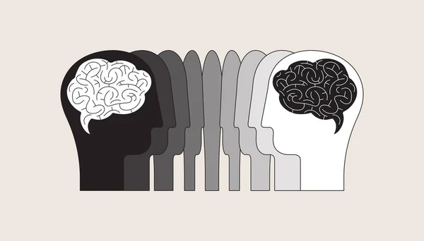 Pensiero Positivo Negativo Processo Cambiamento Nel Cervello Umano Salute Mentale — Vettoriale Stock