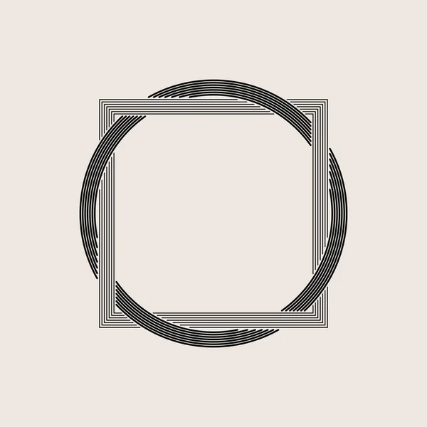 Intertwined Square Circle Symbol Geometric Design Element Line Design Editable — Stock Vector