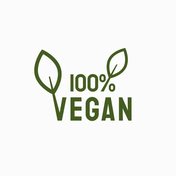 100 Vegan Sign Simple Modern Icon Leaves Vector Illustration Isolated — Stock Vector
