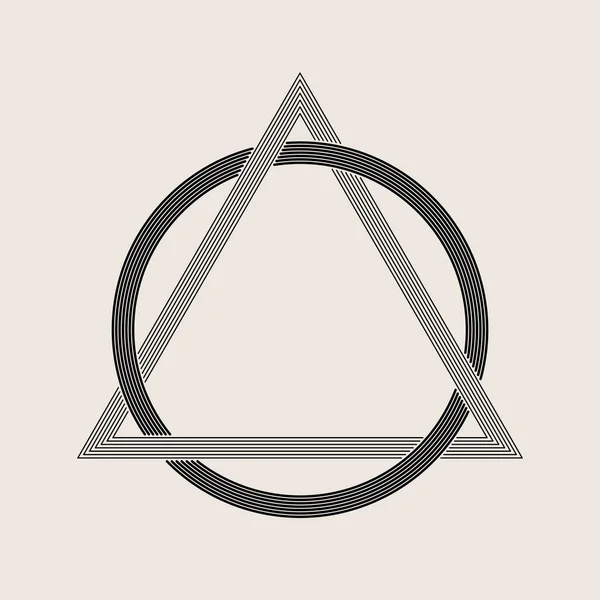 Triangolo Intrecciato Simbolo Del Cerchio Elemento Design Geometrico Linea Design — Vettoriale Stock