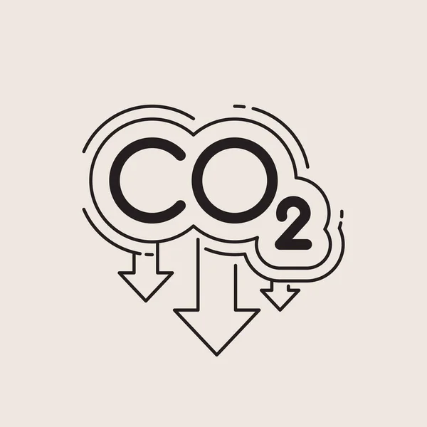 Co2 Emission Reduction Icon Line Design Editable Strokes Vector Illustration — Stock Vector