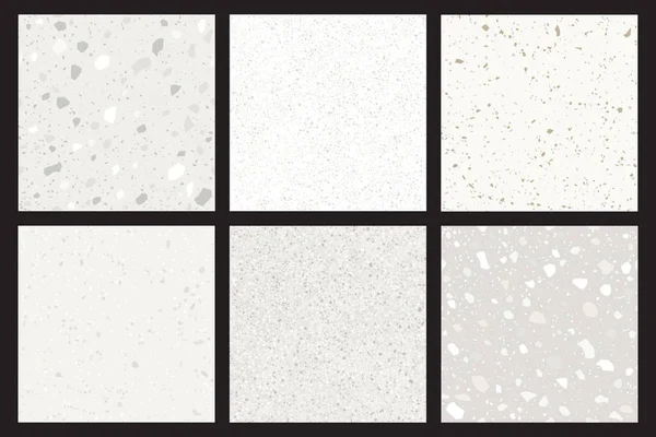 Collection Fond Terrazzo Blanc Motif Sans Couture Illustration Vectorielle Eps — Image vectorielle