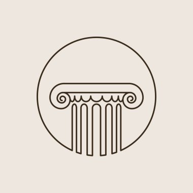 Yunan sütun simgesi. Modern daire çizgisi tasarımı, düzenlenebilir vuruşlar. Vektör illüstrasyonu, EPS 10