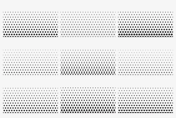 ハーフトーングラデーションパターン サークル 正方形 六角形 クロスのコレクション 白を基調としたベクトルイラスト ウェブデザインテンプレート グラフィックボーダー ロイヤリティフリーストックベクター