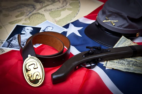 Konfederační předměty občanská válka — Stock fotografie