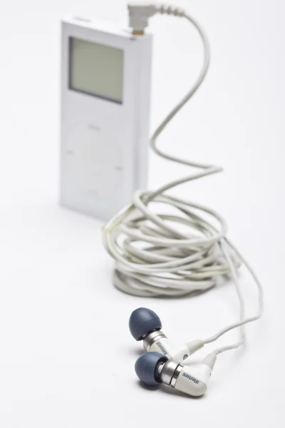 Auscultadores e MP3 Player — Fotografia de Stock