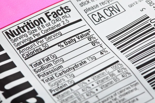 Nutrition Label — Stock Photo, Image