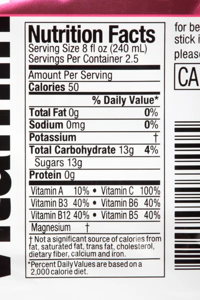 Nutrition Label — Stock Photo, Image