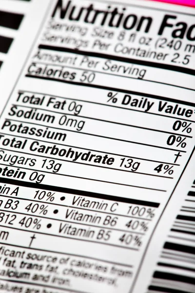 Nutrition Label — Stock Photo, Image