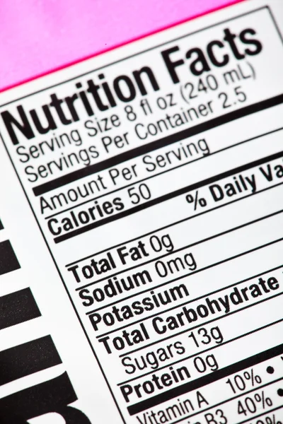 Nutrition Label — Stock Photo, Image