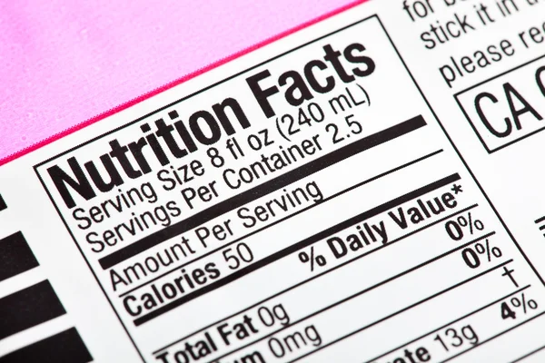 Nutrition Label — Stock Photo, Image