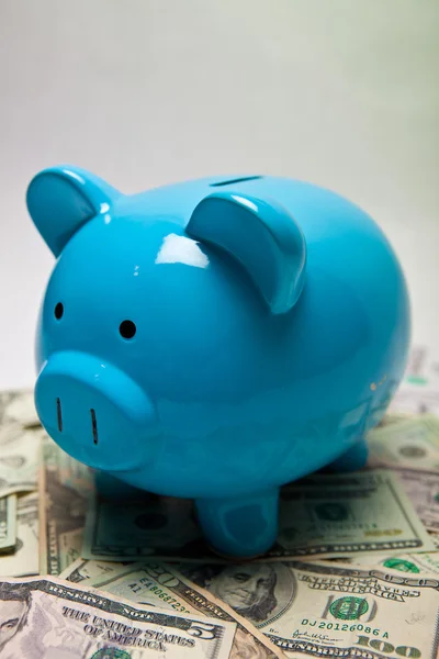 Piggy Bank and Money — Stock Photo, Image