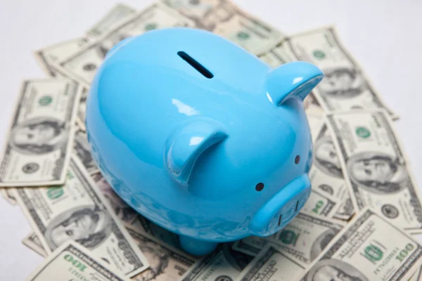 Piggy Bank and Money — Stock Photo, Image