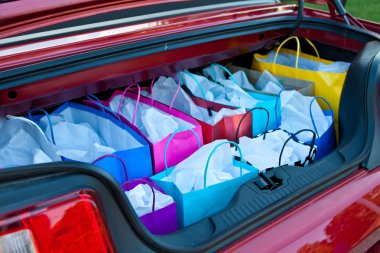 Shopping Bags in Car clipart