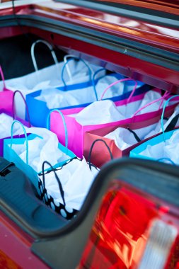 Shopping Bags in Car clipart