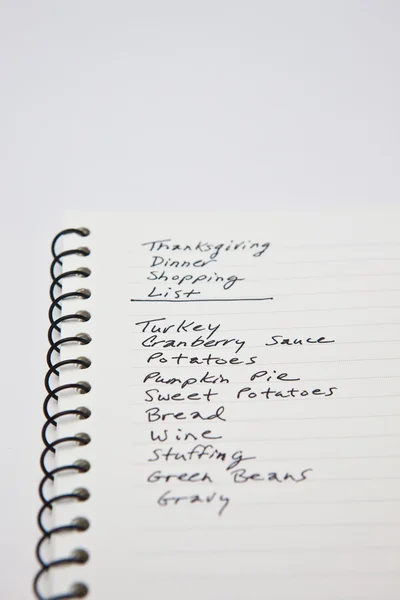 Ημέρα των ευχαριστιών δείπνο λίστα αγορών — Φωτογραφία Αρχείου