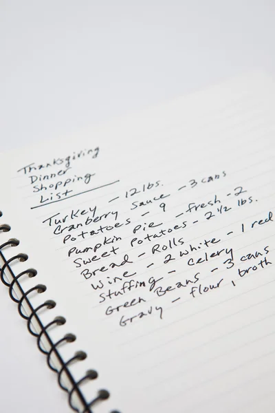 Thanksgiving Dinner Shopping List — Stock Image Thanksgiving Dinner Shopping List Stock Picture