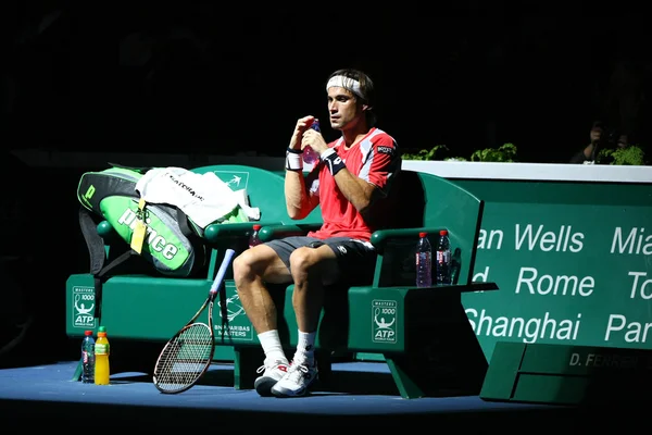 Ferrer alone, on the court BNP Paribas Masters — Stock Photo, Image