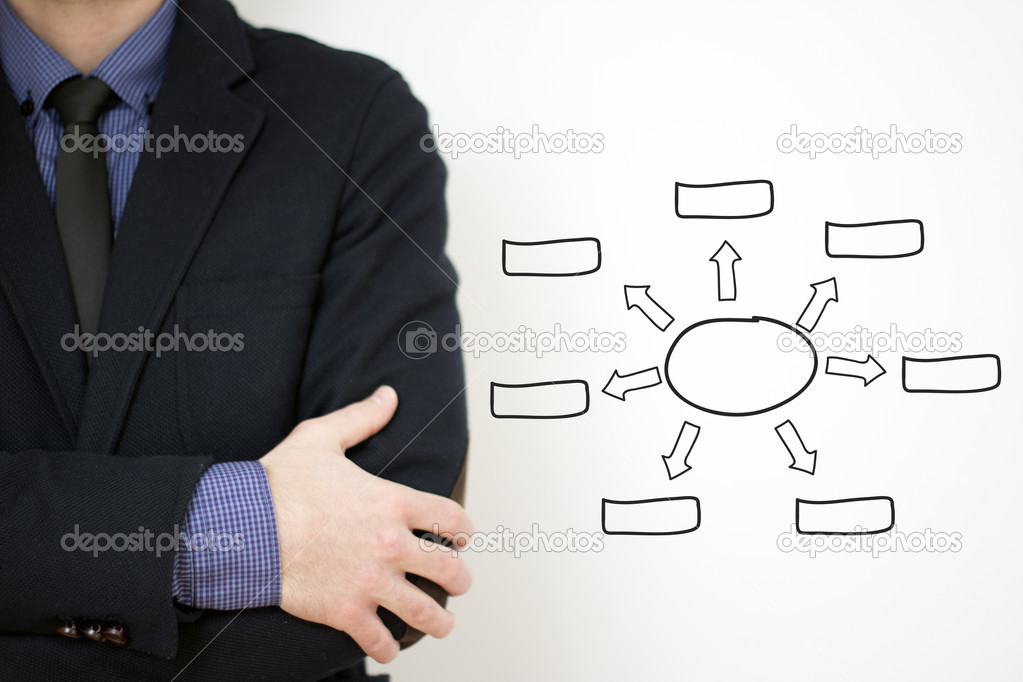 Bussines man with empty diagram